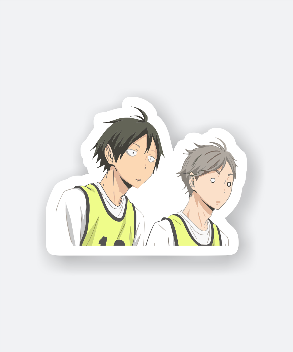 Sugawara and Yamaguchi Haikyuu Anime Sticker with Surprised Expressions 1 sugawara yamaguchi haikyuu anime sticker