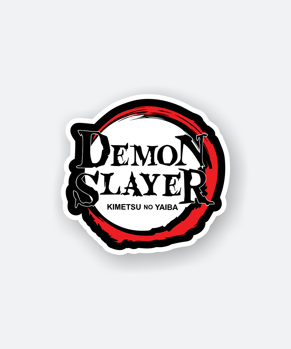 Demon Slayer Logo Sticker with Red Circle and Bold Black Text 1 demon slayer logo sticker