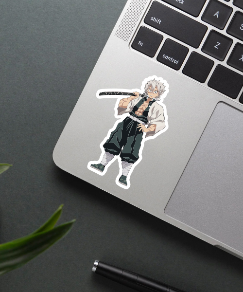 sanemi shinazugawa demon slayer vinyl sticker on laptop surface