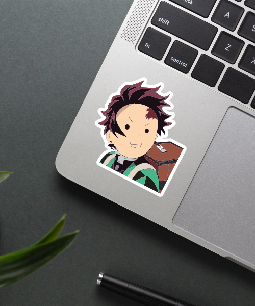 tanjiro kamado demon slayer vinyl sticker on phone case surface
