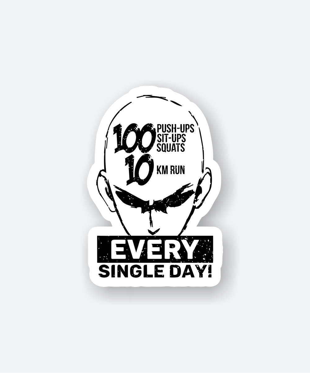 Saitama One Punch Man Motivation Sticker with Bold Workout Text 1 saitama one punch man sticker