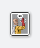 one punch man sticker with saitama saying no in bold style