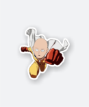 one punch man sticker of saitama flying with red gloves