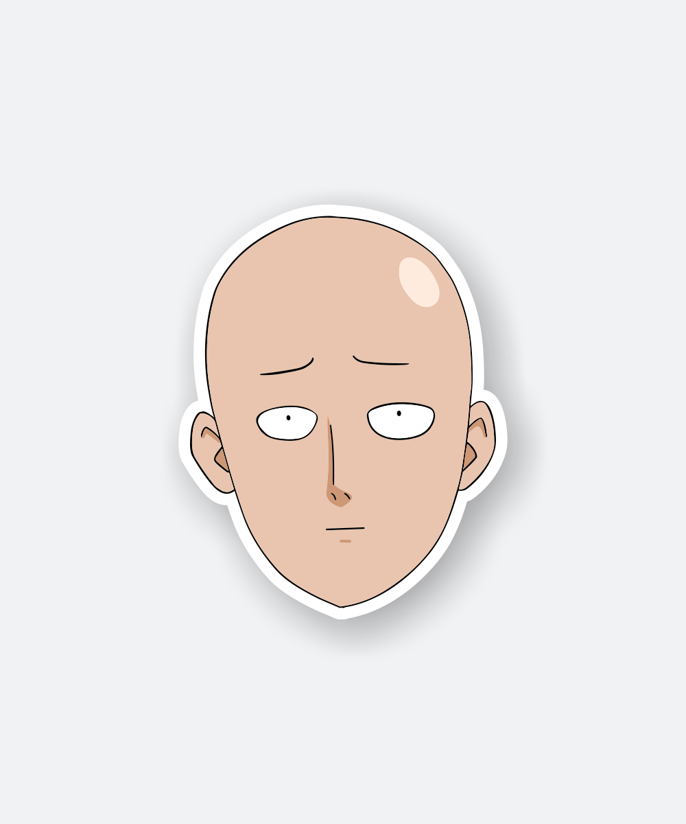 Trendy One Punch Man Sticker Featuring Saitama's Iconic Face Expression 1 one punch man sticker featuring saitama face expression