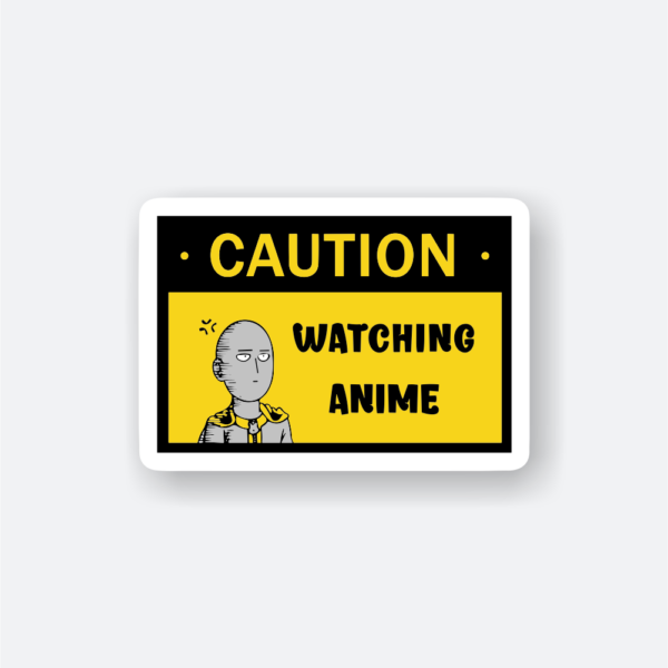 one punch man sticker caution watching anime with saitama character
