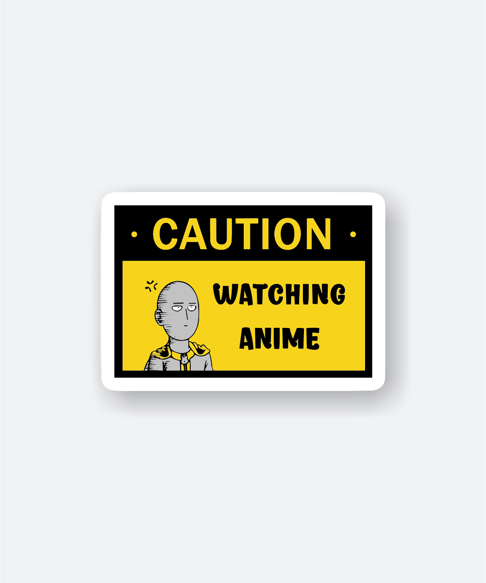 Epic One Punch Man Sticker Caution Watching Anime with Saitama Character 1 one punch man sticker caution watching anime with saitama character
