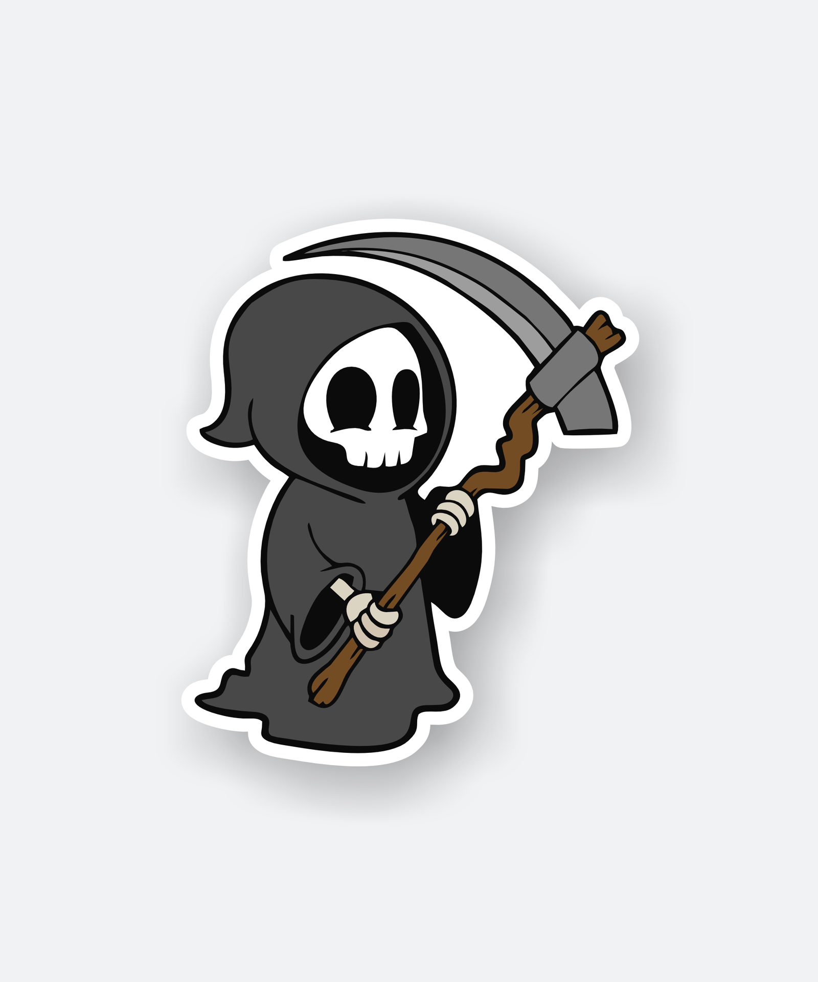 Premium Cute Death Cartoon Sticker with Grim Reaper Character