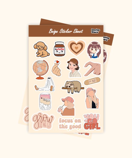 beige mini sticker sheet