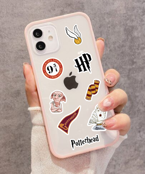 harry potter mini sticker sheet stickers applied on phone case showing characters and magical symbols
