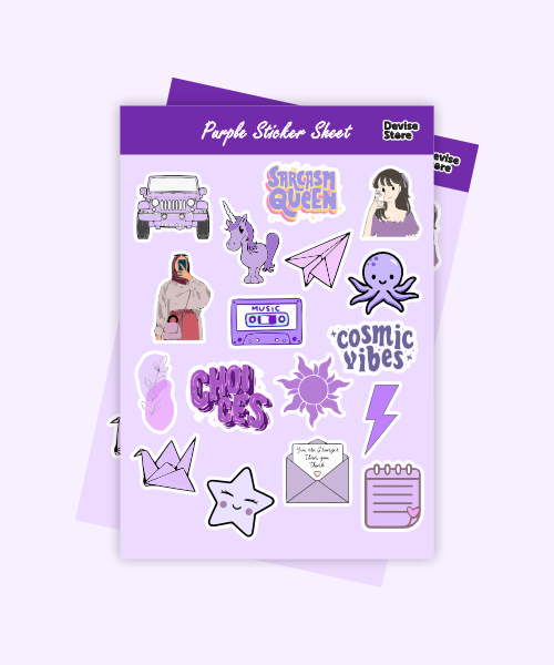 purple mini sticker sheet