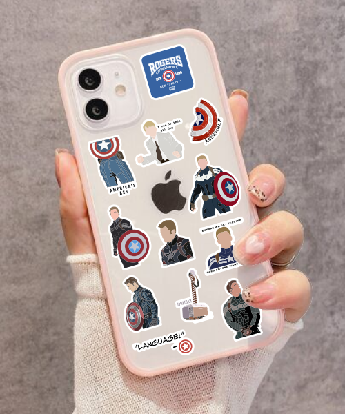 captain america mini sticker sheet stickers applied on clear phone case